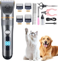 Dog Clippers Grooming Kit for Heavy Thick Coats Dog Cat Pet | Low Noise, Rechargeable Cordless, Long Battery, LCD Display, Simple for Beginners, 4 Guide Combs, IPX7 Waterproof, Detachable