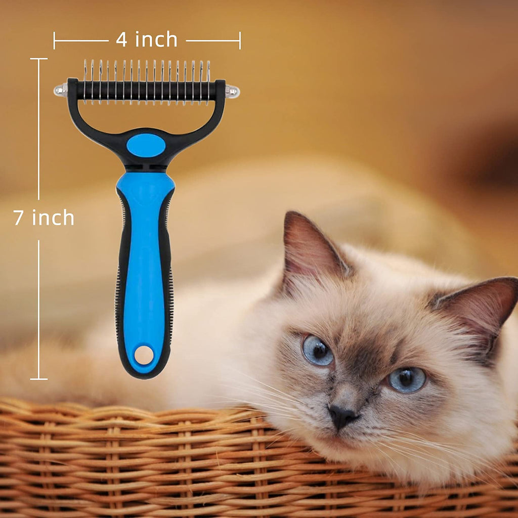 Pet Grooming Rake, Dog Undercoat Rake Cats Shedding Brush Double-Sided Deshedding Dematting Tool Brushes Comb for Dogs & Cats to Easy Remove Undercoat Mats Tangle