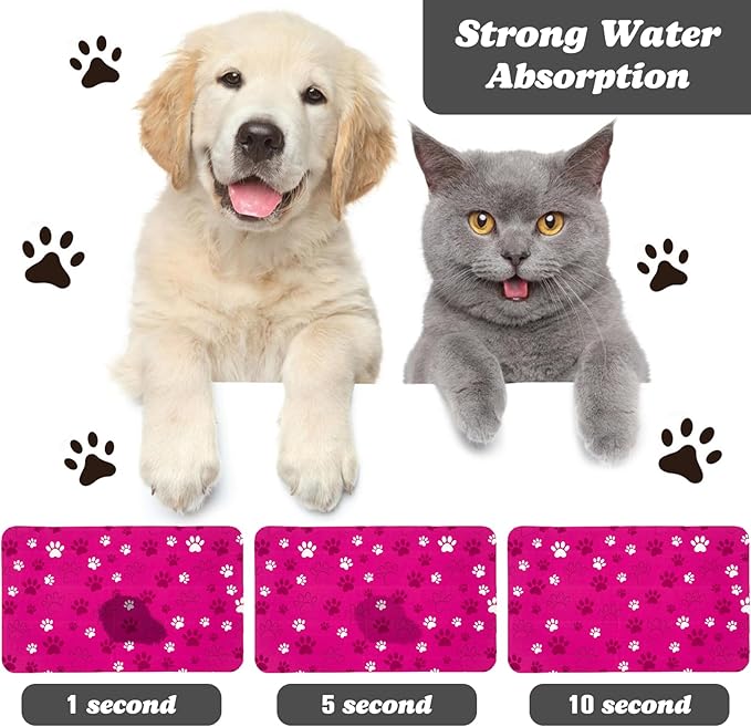 Dog Food Mat, Absorbent Water Bowl Mats Cat Pet Feeding Placemats Pink 16 * 24 inch