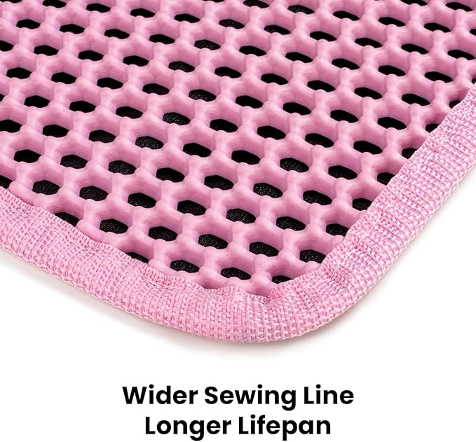 Cat Litter Mat New Size 23.6"x14.6" for Small Spaces, Upgrade Super Waterproof Back Layer Litter Box Mat, Non Slip, Durable, Soft on Paws Kitty Trapping Matt, Pink