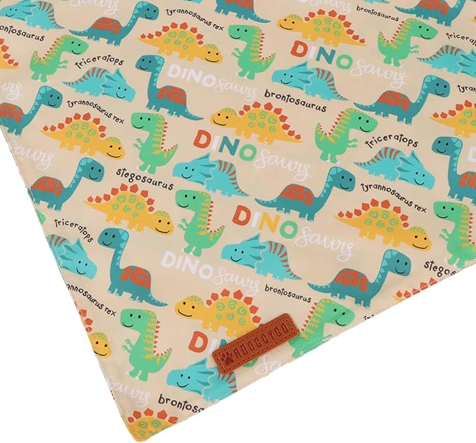 ADOGGYGO Dinosaur Dog Bandanas 2 Pack, Reversible Colorful Animal Pet Scarf, Premium Fabric, Adjustable Fit Yellow Blue Dinosaur Bandanas for Extra Large Dogs (X-Large)