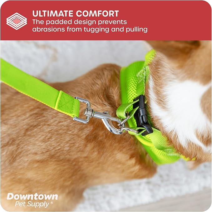 Downtown Pet Supply Step in Dog Harness for Small Dogs No Pull, Large, Atomic Yellow - Adjustable Harness with Padded Mesh Fabric and Reflective Trim - Buckle Strap Harness for Dogs