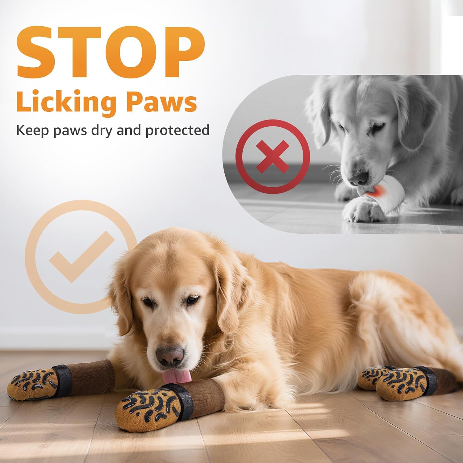 Non Slip Dog Socks for Hardwood Floor Senior Dogs Double Sided Grip | Adjustable Straps, Helps Prevent Paw Licking, Post-Surgery Recovery Support, Breathable Stretch Fabric, Machine Washable