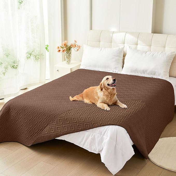 hyha Waterproof Dog Blanket, Soft Dog Bed Cover Pet Blankets, Waterproof Sofa Couch Cover for Dogs Washable, Reversible Pet Couch Covers for Sofa Furniture (68x82 Inch, Brown/Brown)