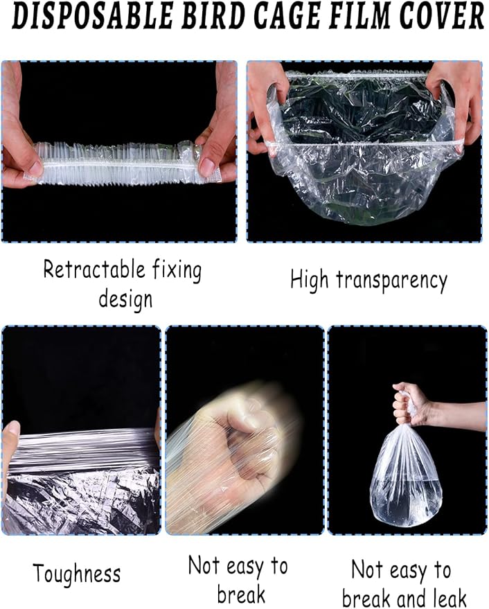 Large Disposable Bird Cage Tray Liners，34'' X 22'' Plastic Parakeet Cage Liner Bag - 30 Pcs Birds Cage Bottom Liner Universal Film Bird Cage Accessories for Finches Canaries Cockatiels Birdcage
