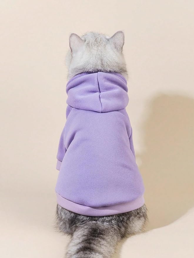 QWINEE Basic Dog Hoodie Sweatshirt Puppy Sweater Warm Cat Costumes Pet Clothes for Chihuahua Puppy Kitten Small Medium Dogs Mauve Purple X-Small