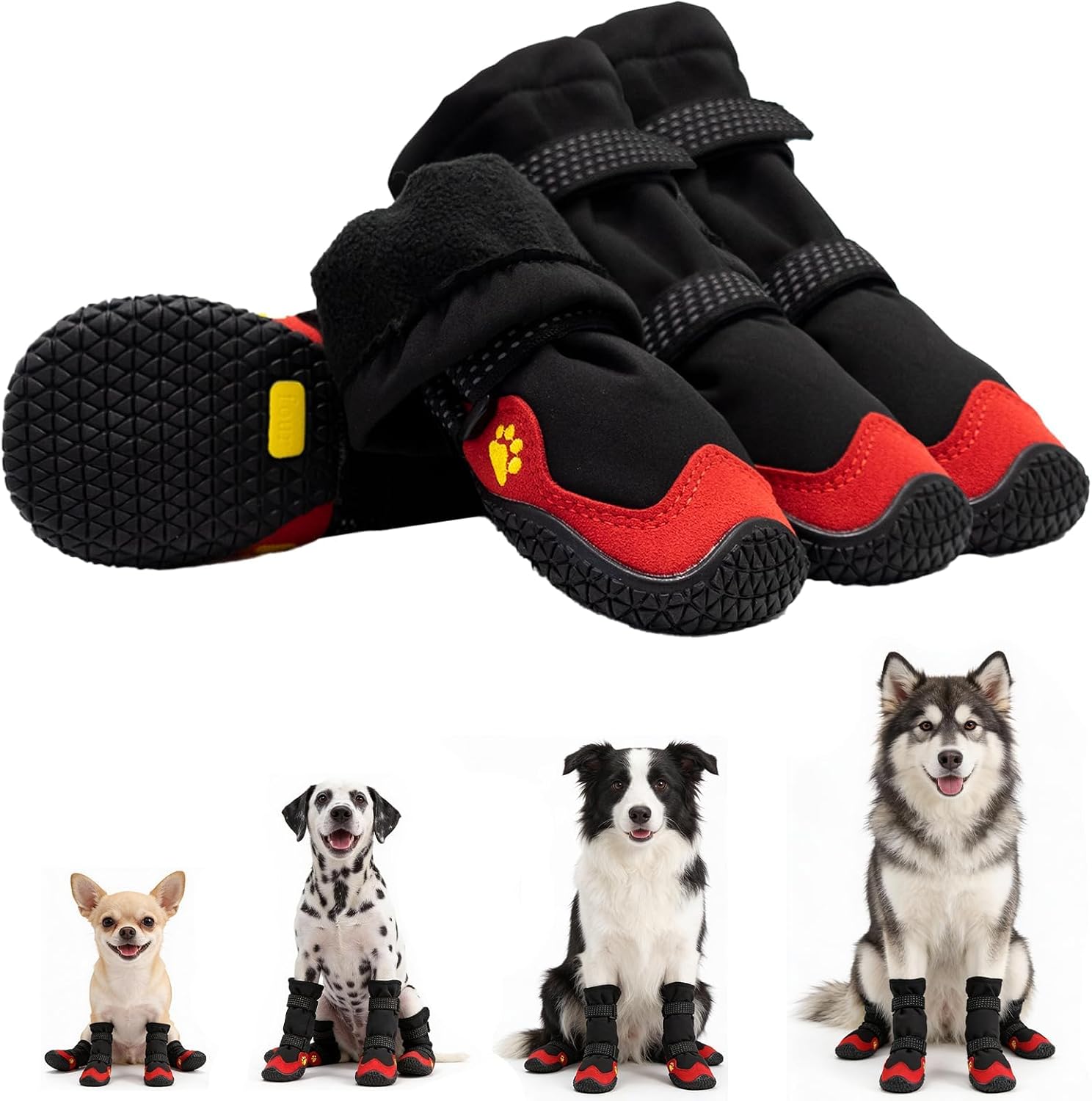 Dog Boots for Snow & Hiking, Waterproof High Top Protectors with Adjustable Reflective Straps, Anti-Slip Paw Protection Shoes for Mud and Hot Pavement-Ideal for Small to Large Dogs(Black, 7)