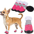 BEAUTYZOO Dog Winter Boots, Waterproof Dogs Snow Shoes with Anti-Slip Sole & Warm Fleece Lining-Indoor Outdoor Paw Protectors for Small Dogs, Puppy Booties to Prevent Licking on Hardwood Floors,Size 3