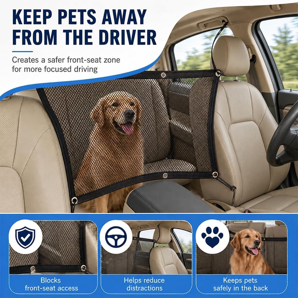 Car Pet Barrier for Toyota HiAce H300 2019-2026 Mesh Car Seat Pet Divider Dog Safety Barrier Accessories