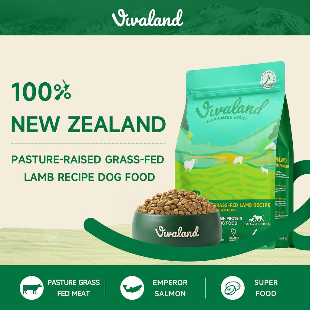 Air-Dried Dog Food - New Zealand, Pasture-Raised Grass-Fed Lamb Recipe with Superfoods Dog Food, 4.5 lb / 2 KG