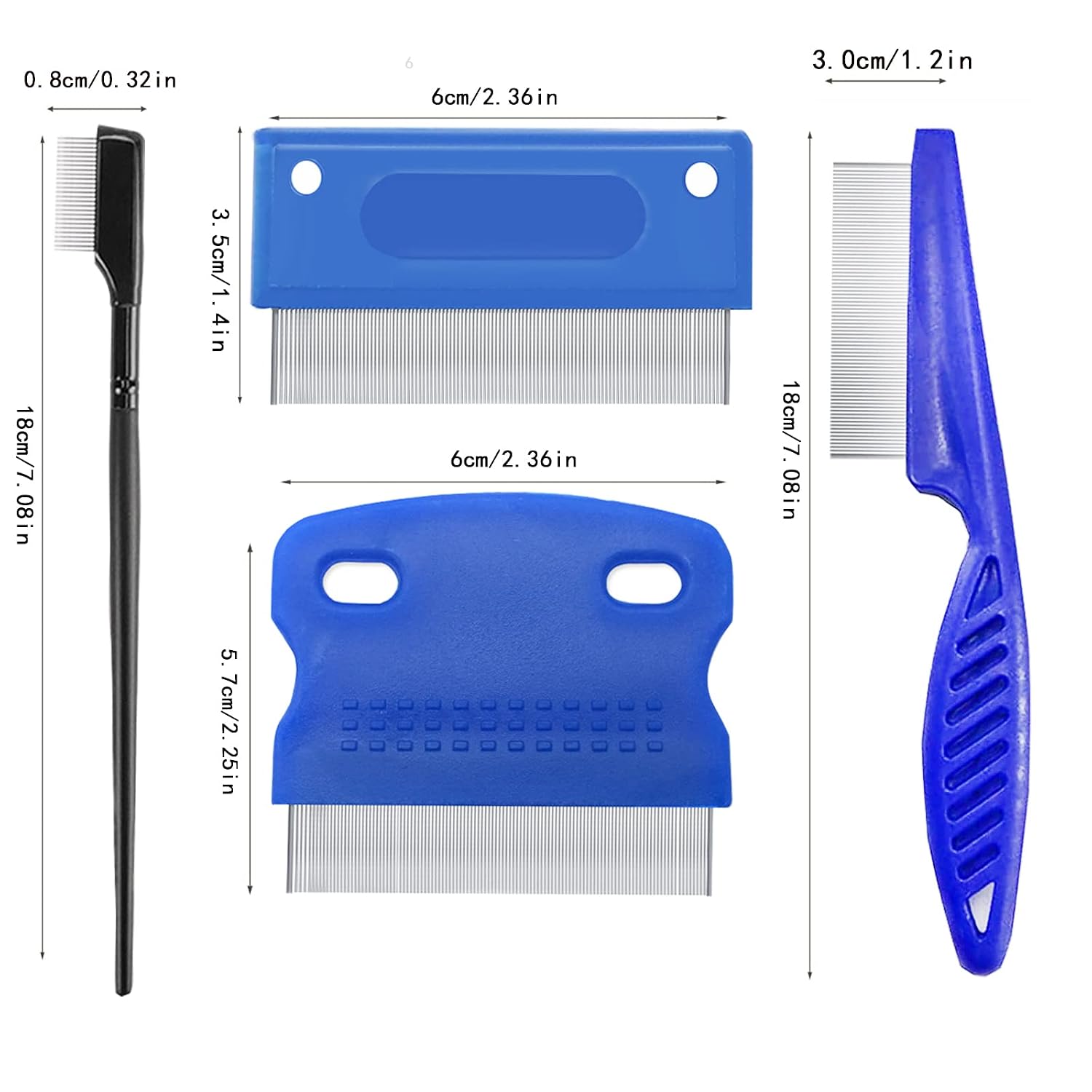5 Pieces Grooming Combs - Tear Stain Remover for Pets, Lice and Flea Remover, Dandruff and Mucus Removal for Small Dogs and Cats