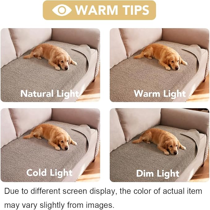 H.VERSAILTEX Non Slip Pet Couch Cover Chenille Dog Bed Protector Thick Soft Sofa Slipcover Pet Friendly Washable Couch Cushion Covers for Pets (68" x 82", Taupe)