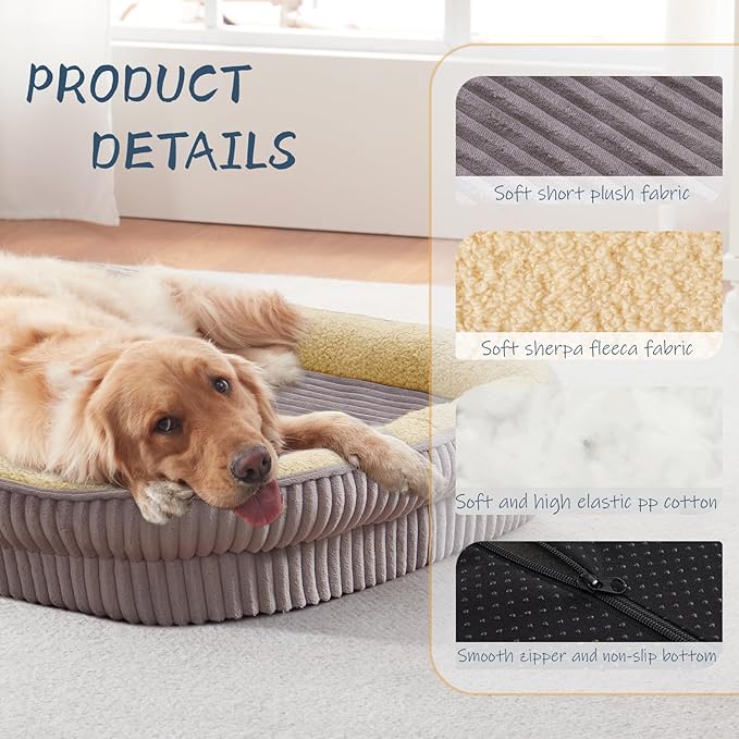 Orthopedic Dog Bed for Small Dogs Breeds, High Density Egg Crate Foam Dog Sofa Beds,Oval Kennel Bed, Pet Couch Bed with Four Sided Bolster, Removable Washable Cover& Non-Slip Bottom