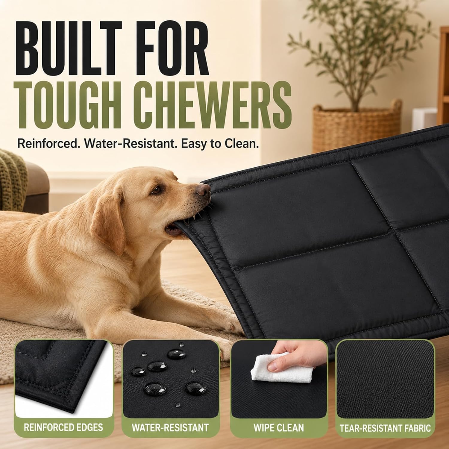 Chew Resistant Kennel Pad for Tough Chewers | FIVE SIZE OPTIONS: Available from 17 x 23 to 28 x 47 inches for small, medium, and large dog crates.