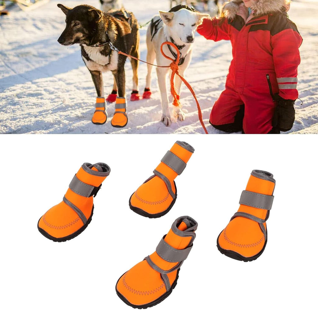 4Pcs Dog Shoes, Soft Rubber Pet Dog Protector Puppy Booties with Reflective Straps for Outdoor Activities (M)