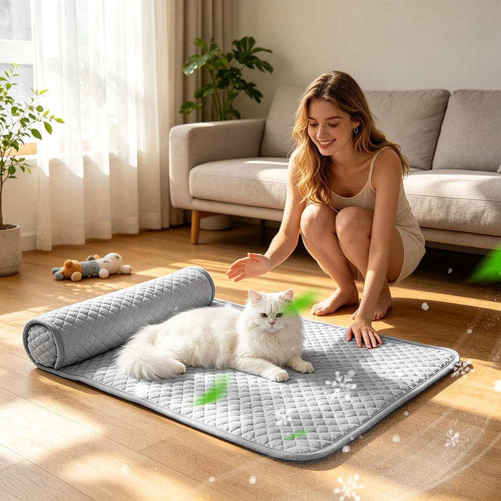 Cooling Dog Mat, Cooling Pet Pad, Puppy Crate Mat | Pet Resting Pad, Non Slip Cooling Cushion, Comfortable Summer surfaces for Puppies Kittens Bedroom Floor Sofa Cage Kennel