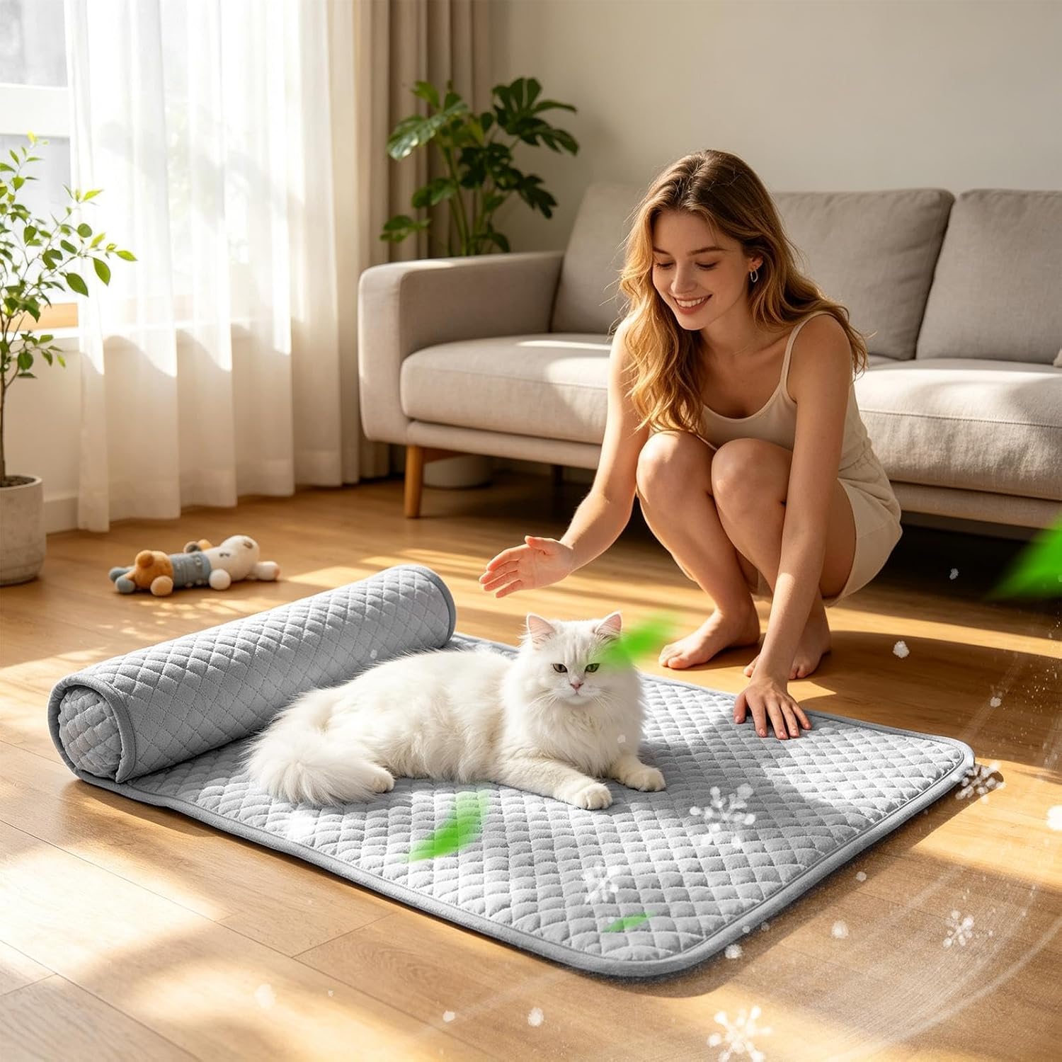 Cooling Dog Mat, Cooling Pet Pad, Puppy Crate Mat | Pet Resting Pad, Non Slip Cooling Cushion, Comfortable Summer surfaces for Puppies Kittens Bedroom Floor Sofa Cage Kennel