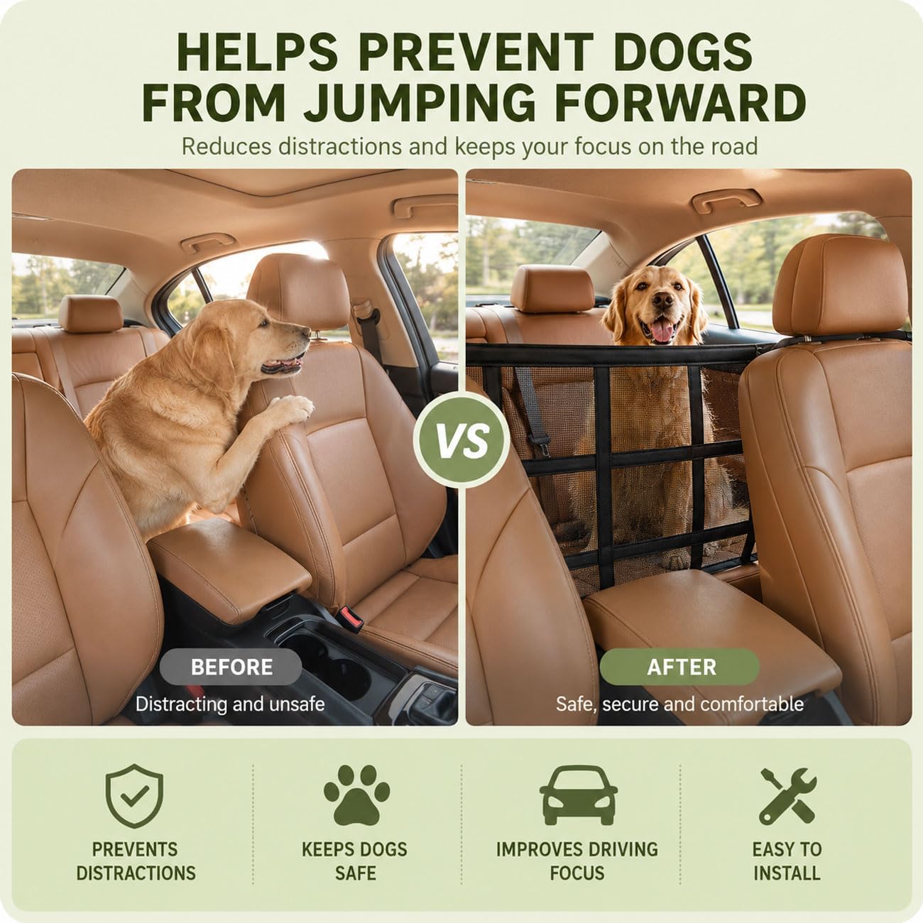 Dog Car Barrier for Lexus GX 550 GX550 2024-2025, Pet Barrier | Adjustable Mesh Vehicle Divider Backseat Safety Net Breathable Travel Partition Barriers Elastic Band with Buckle Hook Up