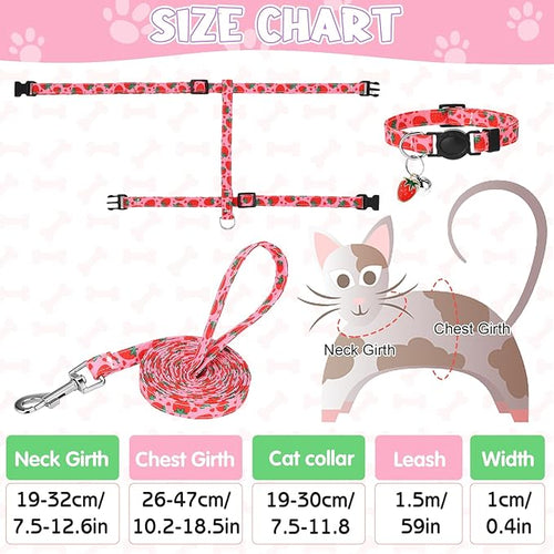 2 Pack Cat Harness and Leash, Escape Proof Adjustable Cat Harness with Leash Collar, Lightweight Soft and Comfortable, for Small Medium Cats Safe Walking and Travel