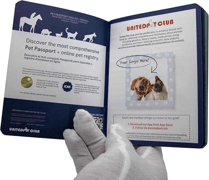 Color Premium PU Leather stitch-sewn US Pet Passport Medical Record for Pet Health and Vaccination English + Spanish for Cat, Dog, Puppy and Kitten (Christmas Red, Single)
