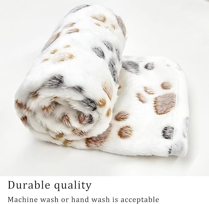1 Pack 3 Blankets Super Soft Fluffy Premium Fleece Pet Blanket Flannel Paw Printed Throw for Dog Puppy Cat (Medium 30x20'', Pink, Yellow, Blue)