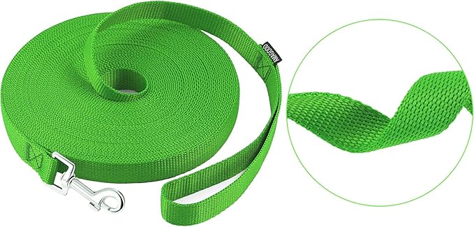 AmaGood Dog/Puppy Obedience Recall Training Agility Lead-15 ft 20 ft 30 ft 50 ft Long Leash-for Dog Training,Recall,Play,Safety,Camping (15feet,Green)