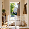 Extra Tall Baby and Dog Gate, 40.55" H, 57.48"-73.62" W, White | Extra tall baby and dog gate with pressure mount, auto close, stay-open function, dual lock and one-hand adult access.