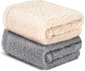 Cat Blanket for Small Dogs Puppy Cat Kitten, 16" x 24" Soft Warm Sherpa Fleece Cat Blanket Washable, Grey/Beige Pack 2