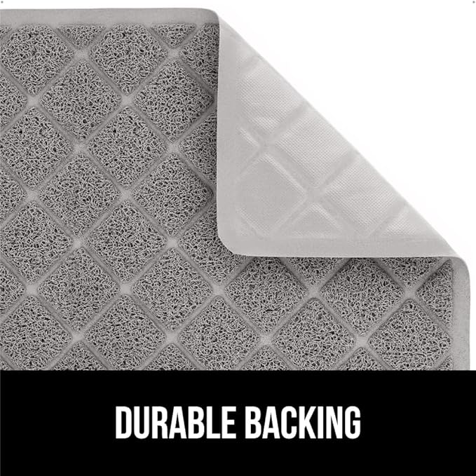 GORILLA GRIP Cat Litter Box Mat, 35x23 2 Pack, Water Resistant, US Designed Kitty Litter Trapping Mats, Easy to Clean Scatter Control, Less Mess and Clean Floors, Kitten Supplies for Indoor Cats, Grey