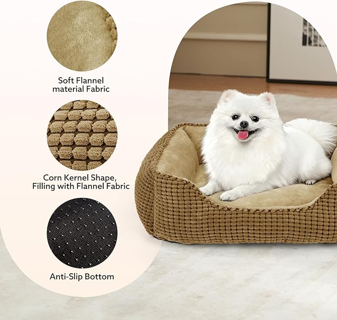 MIXJOY Dog Beds for Medium Dogs Washable, Rectangle Pet Bed Medium Size Dog, Orthopedic Sleeping Pet Sofa Bed, Soft Calming Cat Beds for Indoor Cats, Anti-Slip Bottom with Multiple Size