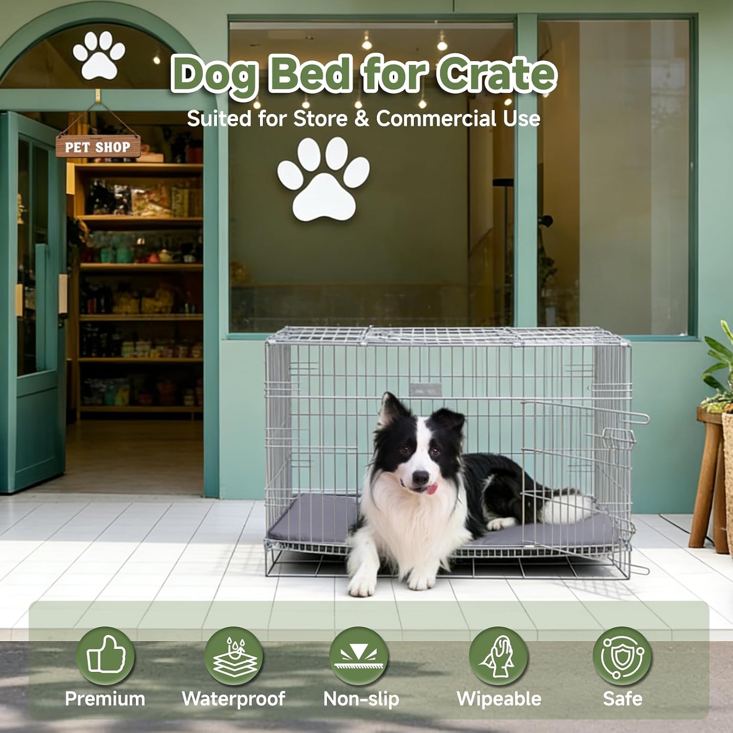 Outdoor Dog Crate Pad, Reversible Waterproof Wipeable Kennel Mat Bed, 29x18 | Wipeable Kennel Mat Beds Dog Sleeping for Small Medium Pets, Waterproof, Outdoor, Anti-Slip, Suit for Travel, Dark Grey