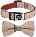 Faleela Soft &Comfy Bowtie Dog Collar,Detachable and Adjustable Bow Tie Collar,for Small Medium Large Pet (M, Brown)