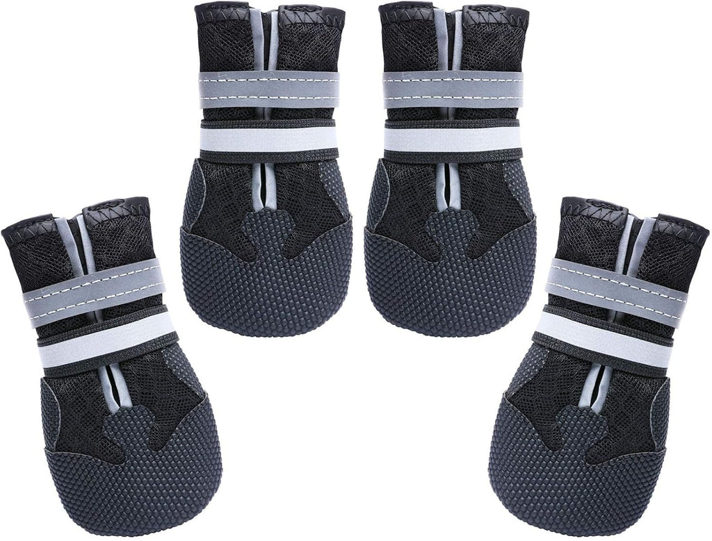 Dimicoo Breathable Dog Boots for Medium Large Dogs,Non-Slip Dog Shoes for Summer Hot Pavement,Lightweight Paw Protector Dog Booties for Outdoor & Indoor Hardwood Floors