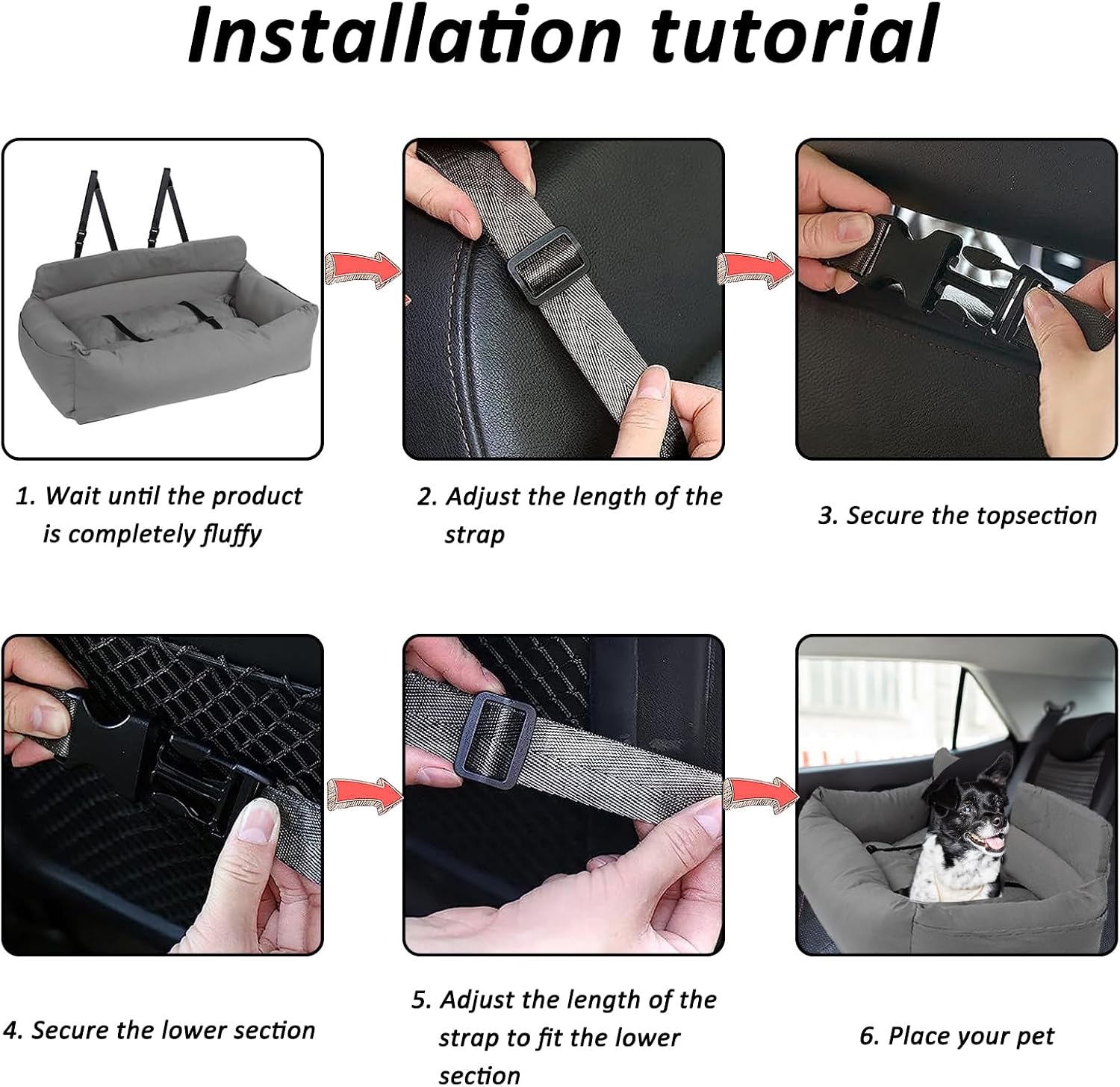 Dog Car Seat with Fixed Base & Safety Belt, Seat for All Dogs, Memory Foam Seat Booster, Waterproof and Washable