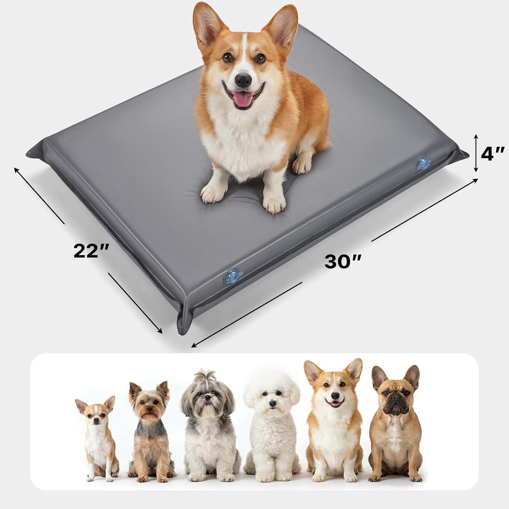 Veehoo Dog Crate Pad, Double-Sided Waterproof Crate Mat Bed, Outdoor Kennel Mat Pet Sleeping for Medium Large Dogs, Clooling, Waterproof, Wipeable, Anti-Slip, Kennel Pads 30 x 22 Inch, Gray
