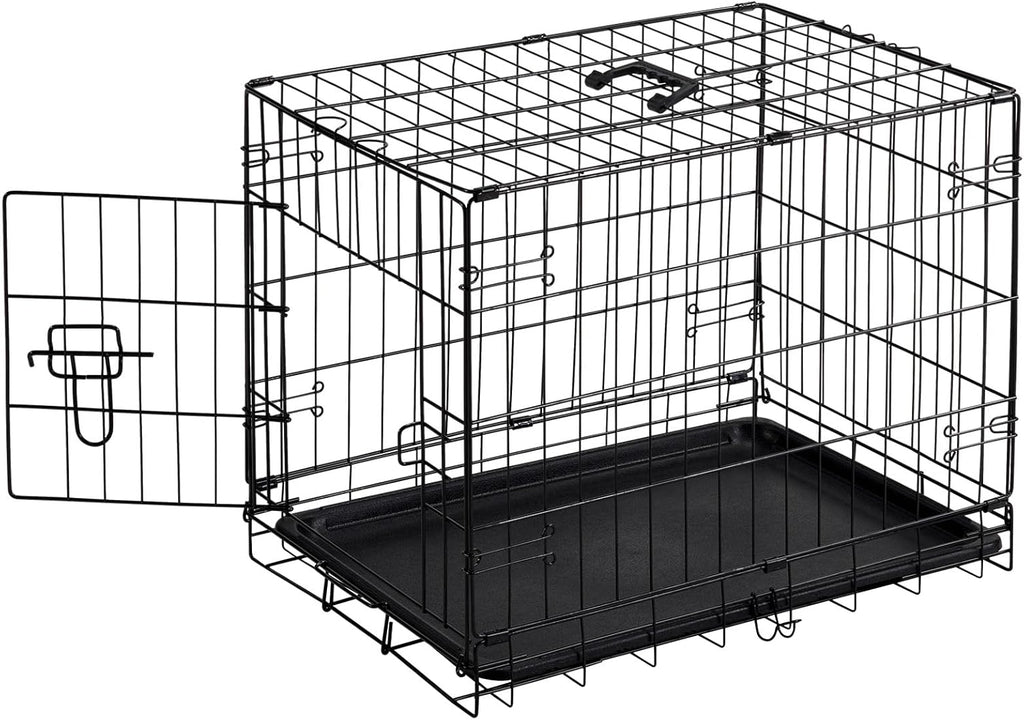 Sweetcrispy Dog Crate, 24 Inch Small Dog Puppy Cage, Foldable Pet Kennel | Single Door, Metal Kennel, Secure Lock, Removable Tray, Indoor Outdoor Training Travel