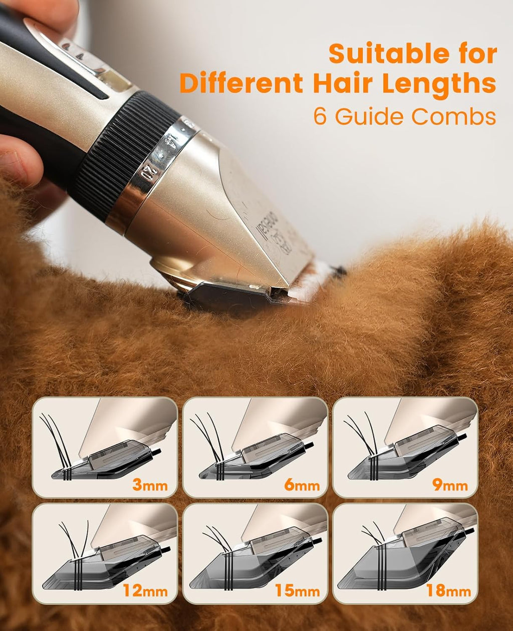 oneisall Dog Clippers and Paw Trimmer Kit for Small Large Dogs Cats | Low Noise, Powerful Motor, Cordless & Long Battery Life, Simple for Beginners, 6 Guide Combs, Removable & Rinsable Blade