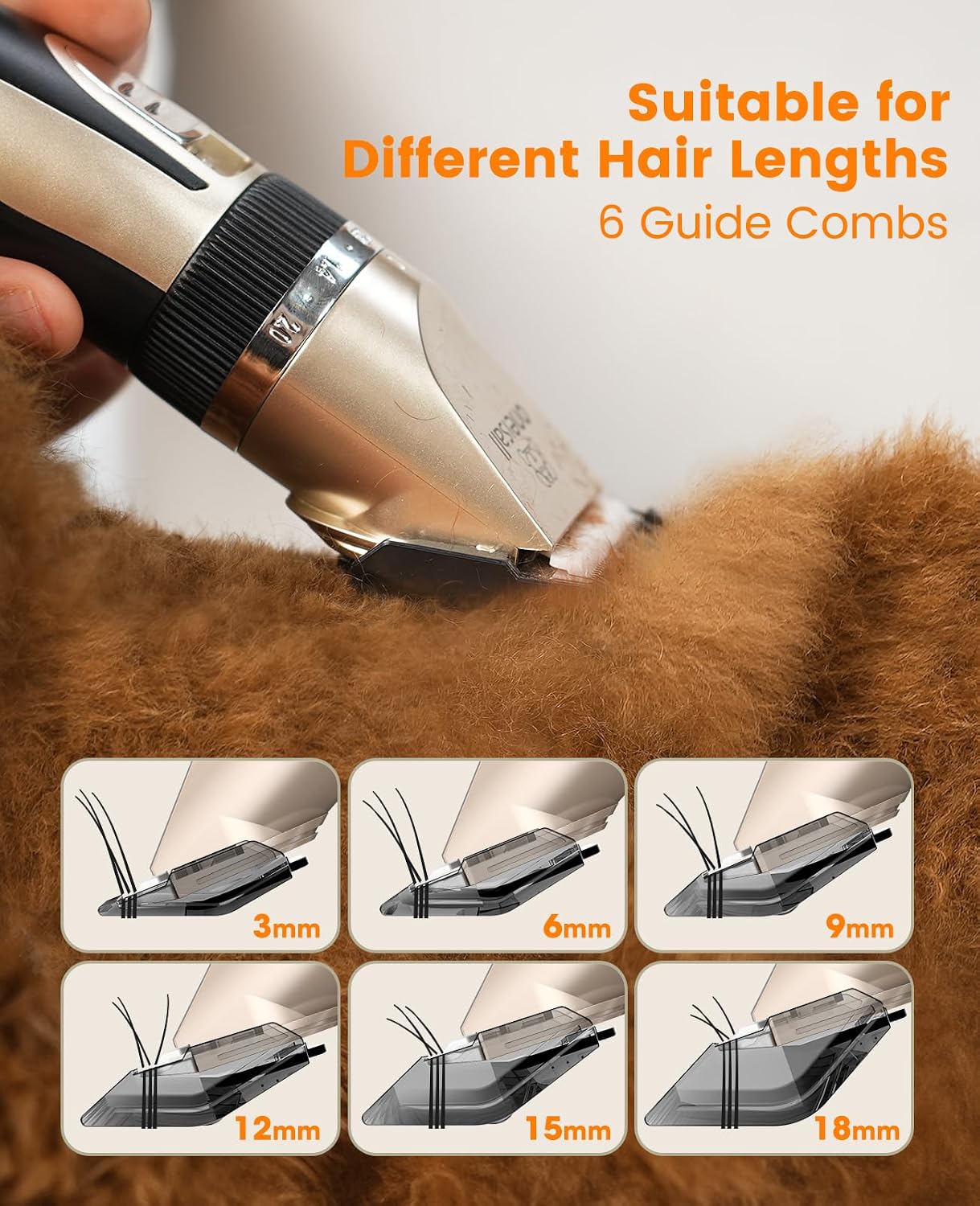oneisall Dog Clippers and Paw Trimmer Kit for Small Large Dogs Cats | Low Noise, Powerful Motor, Cordless & Long Battery Life, Simple for Beginners, 6 Guide Combs, Removable & Rinsable Blade
