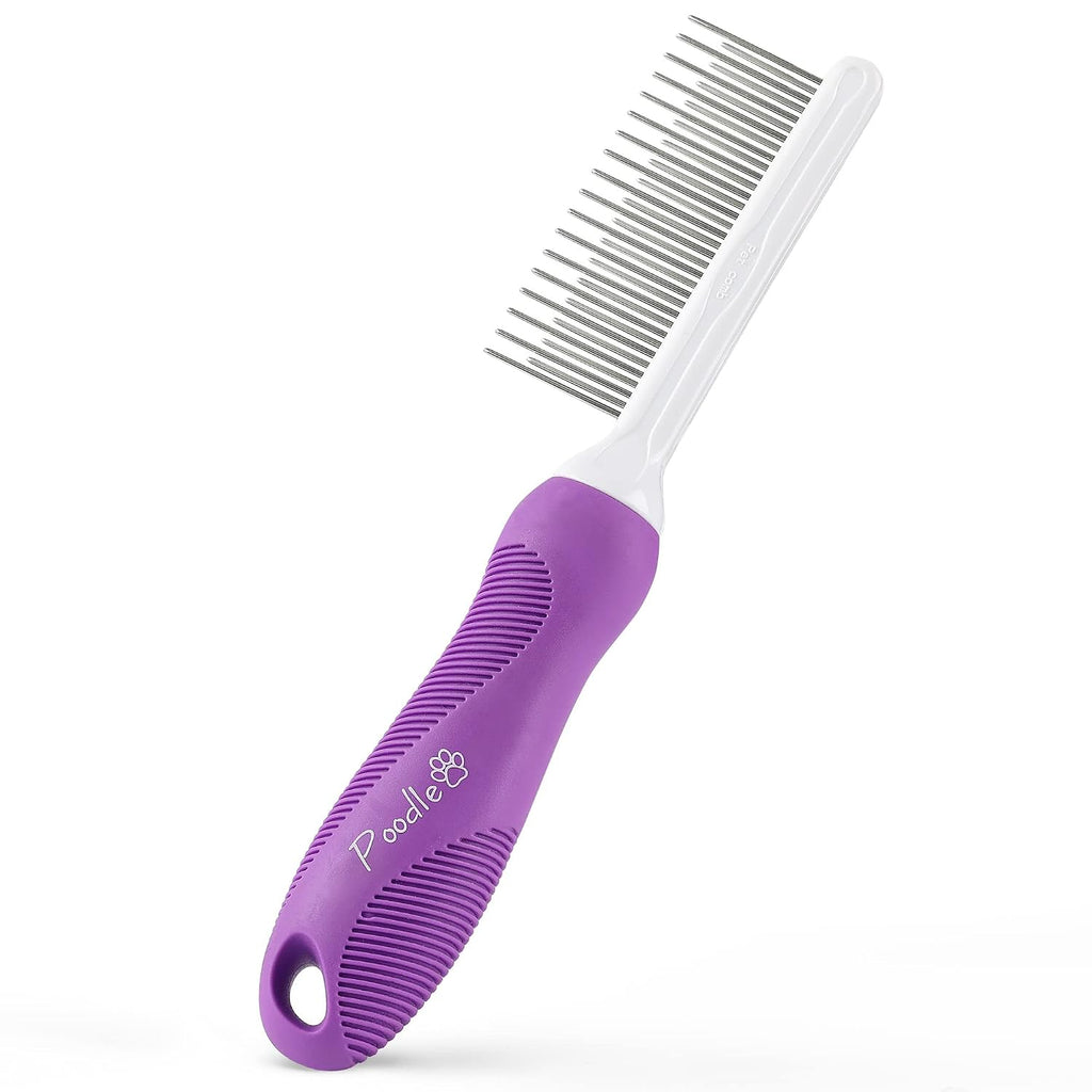 Poodle Pet Bundle - Dematting Fur Rake Comb Brush Tool with Steel Safety Blades and Detangling Pet Comb with Long and Short Stainless Steel Teeth for Detangling Matted or Knotted Undercoat Hair