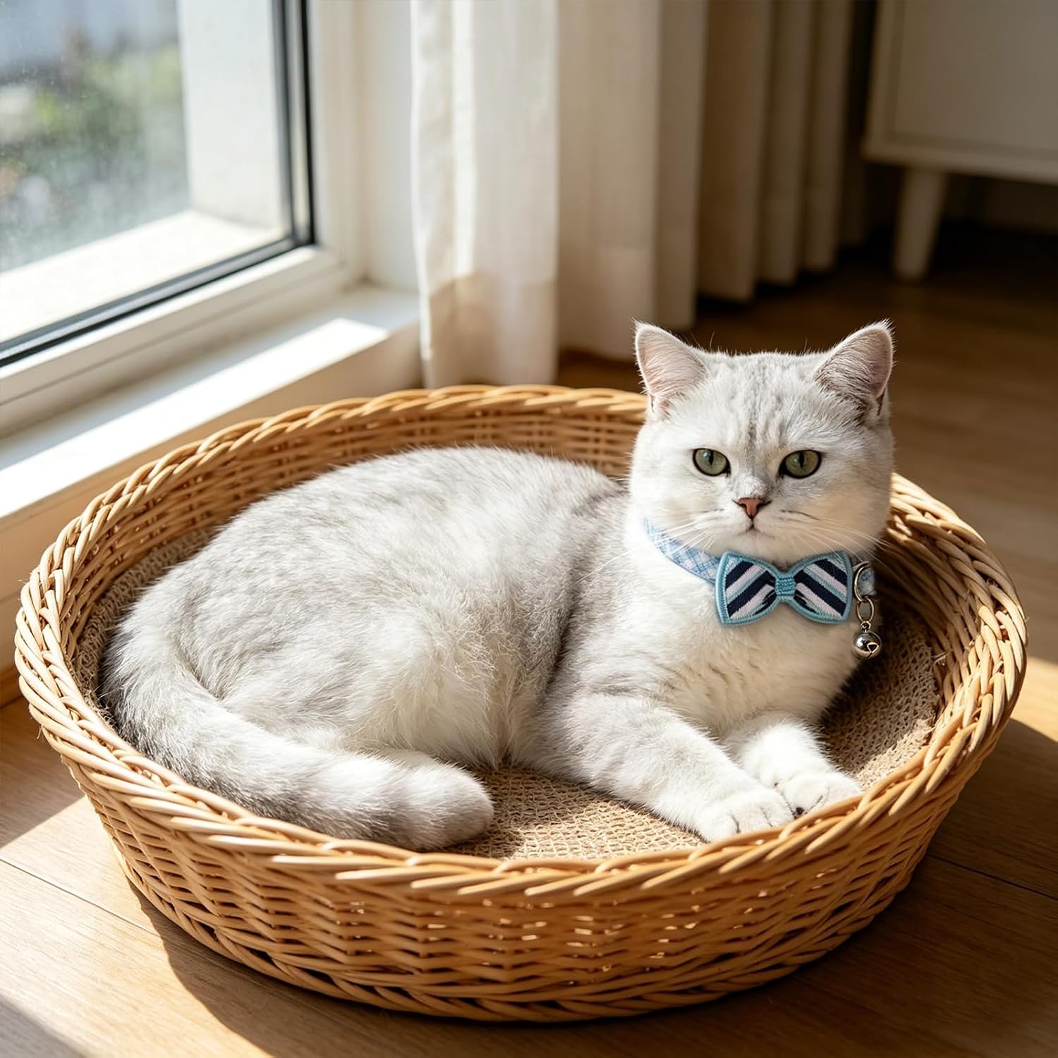 PUPTECK Cat Collar Breakaway with Bells, Adjustable Kitten Collar Outfit | for Girl Boy Small Pet Puppy Bunny, Cute Costume Accessory with Safety Release Buckle (Sticker-Gentlemen)