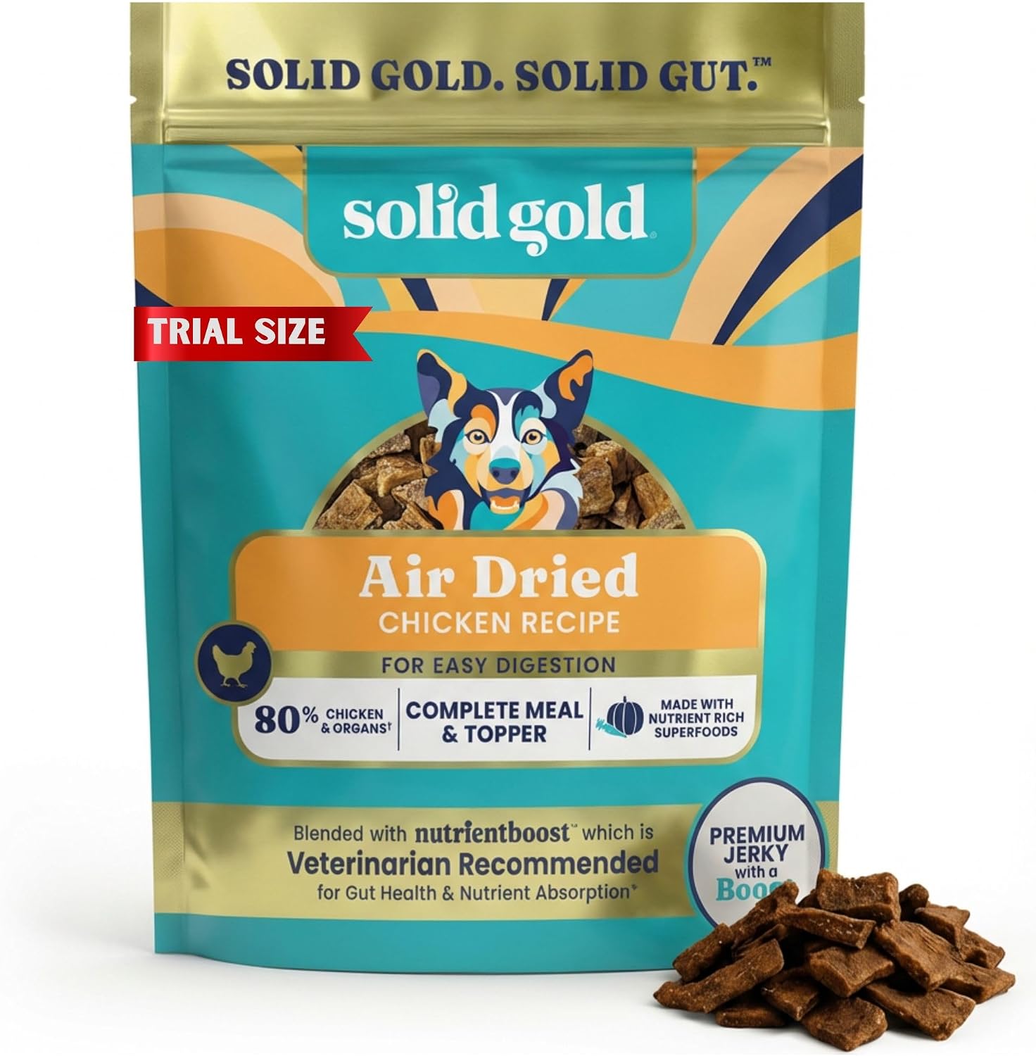 Solid Gold Air Dried Dog Food Toppers for Dry Food - Healthy Dog Treats w/Real Chicken & Superfoods - Serve as a Complete Meal, Topper or Treats - Supports Muscle Growth, Immunity & Digestion - 4oz