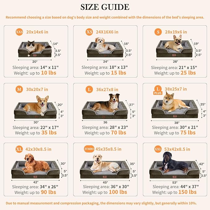 Comfort Expression Orthopedic Dog Bed for Medium Dogs 30x20 Inch, Waterproof Egg Crate Foam Medium Pet Bed with Removable Bolsters, Dog Couch with Washable Cover & Non-Slip Bottom, Dark Green