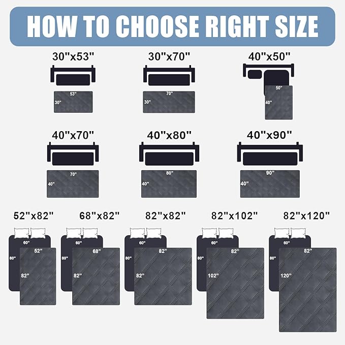 Smiry Waterproof Dog Bed Cover Blanket 40x50, Soft Reversible Pet Blanket, Washable Leakproof Cats Dogs Couch Cover for Sofa, Couch, Furniture, Dark Grey/Dark Grey
