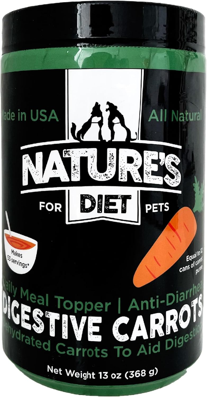 Nature's Diet® Digestive Carrots - Dehydrated Carrot Dog Food Topper for Diarrhea Relief and Improved Digestion, Fiber for Dogs Keep Poop Firm, Gut Health, Firm Stool, Daily Supplement