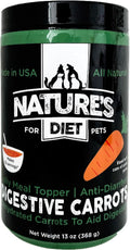 Nature's Diet® Digestive Carrots - Dehydrated Carrot Dog Food Topper for Diarrhea Relief and Improved Digestion, Fiber for Dogs Keep Poop Firm, Gut Health, Firm Stool, Daily Supplement