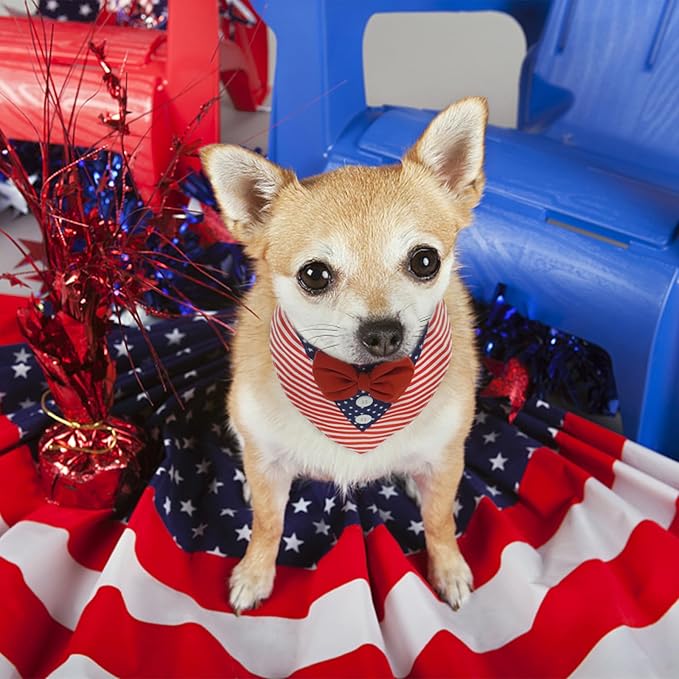 FUAMEY Dog Tuxedo American Flag for Large Dogs,Dog Formal Suit Dogs Attire Pet Bow Tie Puppy Party Costumes Cat Tux Outfits Pets Bandana Cosplay Adjustable Bowties 4th of July Independence Day L