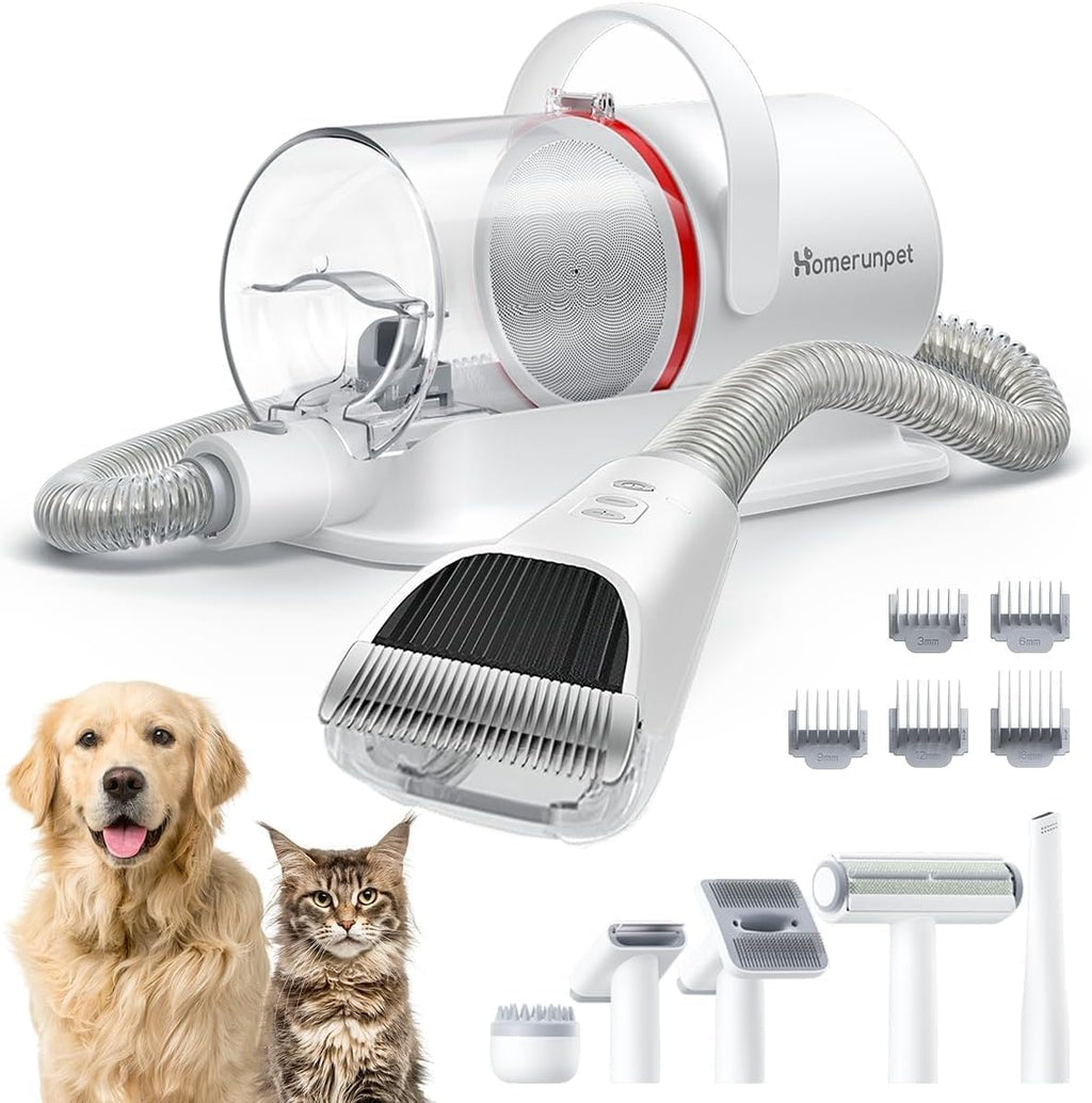 HomeRunPet Ultra Quiet Dog Grooming Vacuum, 12000Pa Suction, 6-in-1 Pet Clipper Kit for Dogs & Cats, Low Noise, Pet Friendly | 12000Pa Suction, 6-in-2 Pet Clipper Kit for Dogs & Cats, Low Noise, Pet Friendly