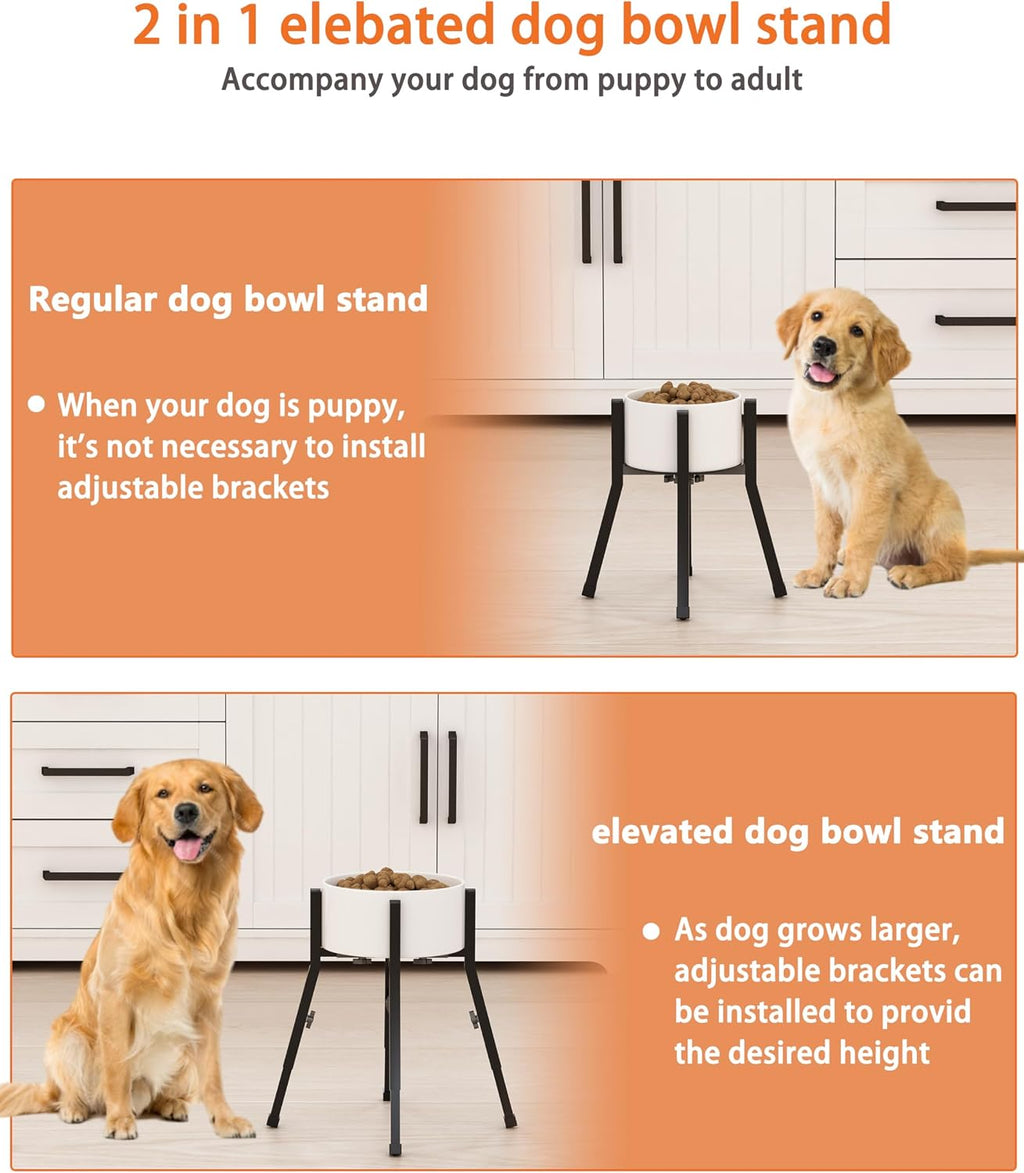 Piskyet Adjustable Raised Dog Bowl Stand for Large Dogs(Bowl not Included) | Adjustable Elevated Dog Bowl Fits 6-10" Bowls, Height Adjustable to 7.6-15" Tall,Single Food and Water Stand Feeder