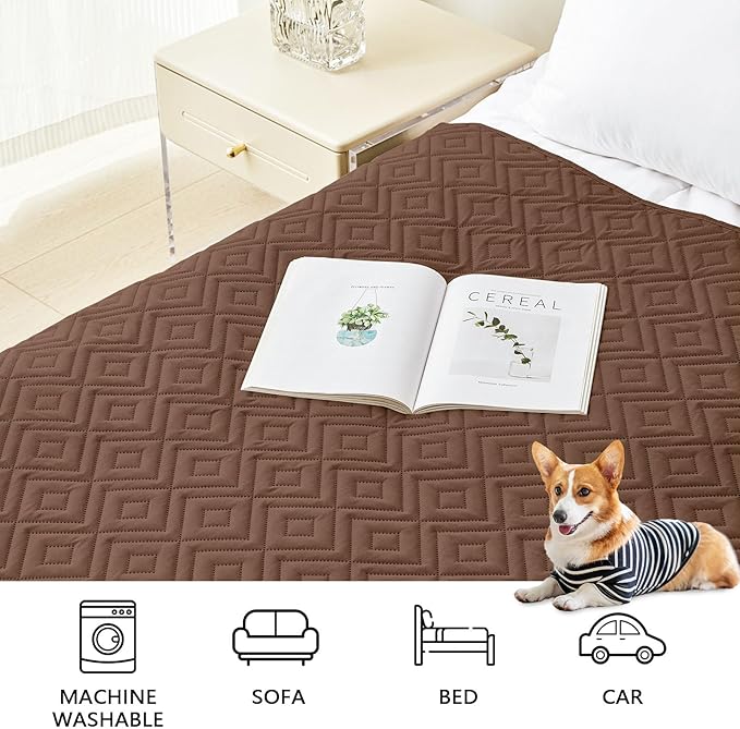 hyha Waterproof Dog Blanket, Soft Dog Bed Cover Pet Blankets, Waterproof Sofa Couch Cover for Dogs Washable, Reversible Pet Couch Covers for Sofa Furniture (30x53 Inch, Brown/Brown)