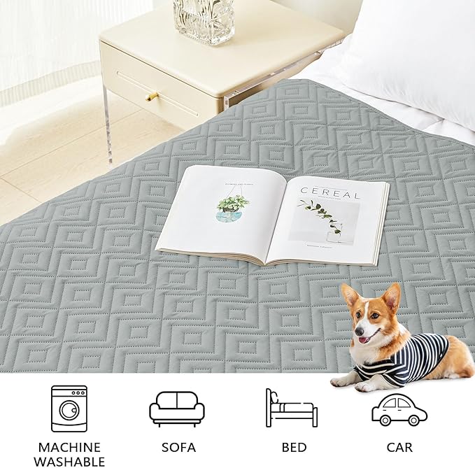 hyha Waterproof Dog Blanket, Soft Dog Bed Cover Pet Blankets, Waterproof Sofa Couch Cover for Dogs Washable, Reversible Pet Couch Covers for Sofa Furniture (52x82 Inch, Grey/Grey)